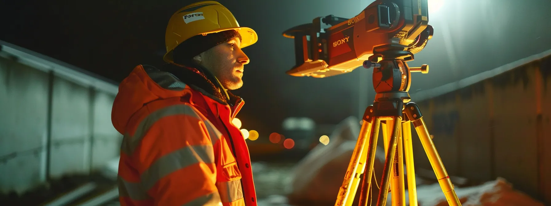 A surveyor comparing baseline measurements in a total station survey, ensuring accuracy with precision instruments.