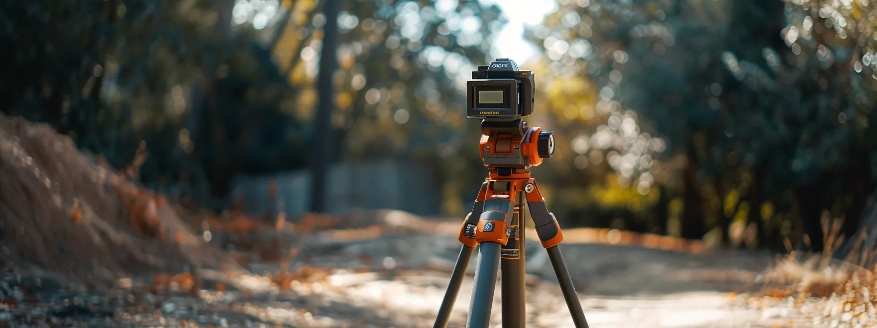 a total station placed precisely on a sturdy tripod, ready to calibrate for precise measurements in surveying and construction works.