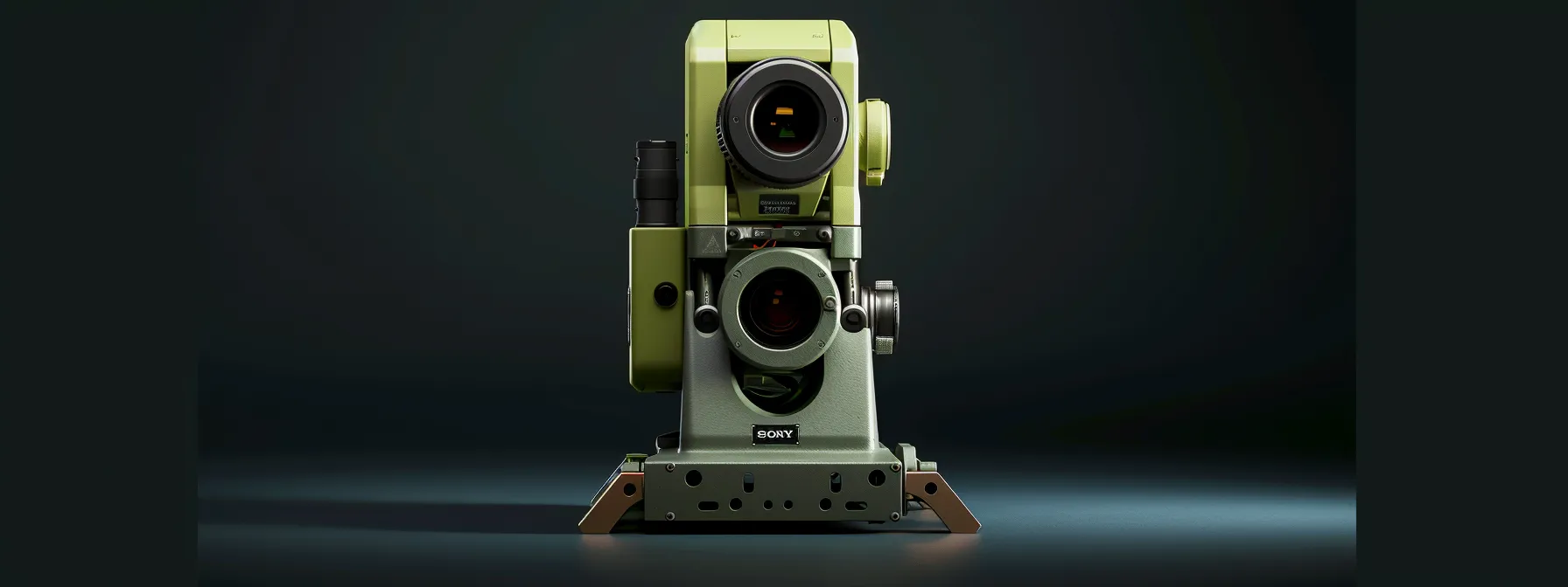 A sleek total station device with a powerful telescope and digital display, showcasing precision and advanced technology in modern surveying.