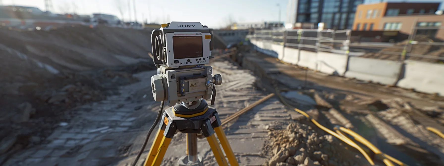 a total station with advanced measuring range and precision capabilities, user-friendly interface, and seamless gps compatibility, sitting on a construction site ready for transportation projects.